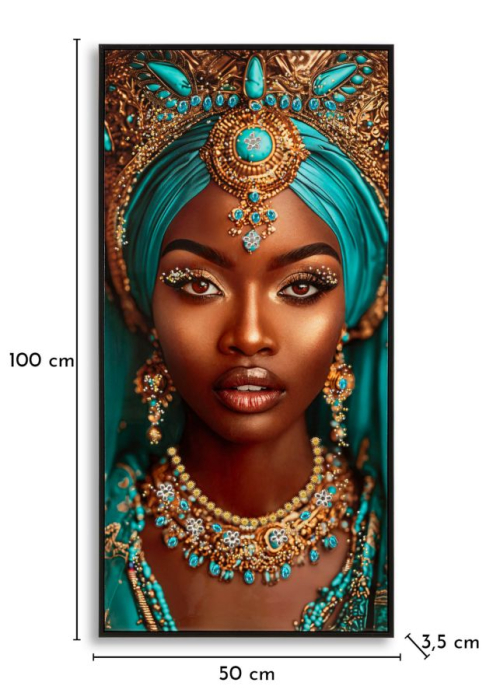 Tablou Canvas cu rama din lemn portret feminin bijuterii turcoaz [7]