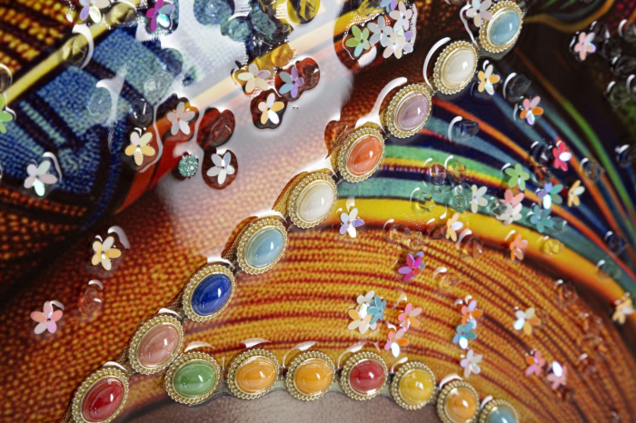 Tablou Canvas cu rama din lemn portret feminin cu turban colorat [3]