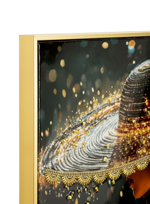 Tablou Canvas cu rama din lemn silueta feminina stralucitoare cu accente aurii [3]