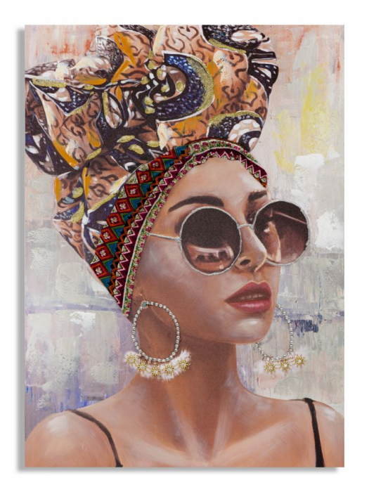 Pictura Canvas Portret Feminin cu Turban Colorat - CreativDeco [1]