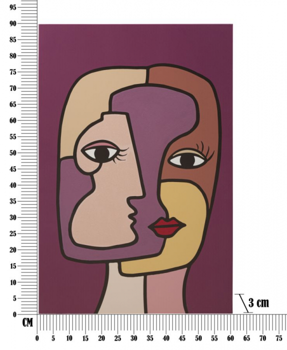 Tablou Canvas Portret Feminin Stilizat cu Fundal Burgund CreativDeco - Accent Vizual Elegant [6]