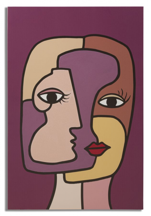 Tablou Canvas Portret Feminin Stilizat cu Fundal Burgund CreativDeco - Accent Vizual Elegant [1]