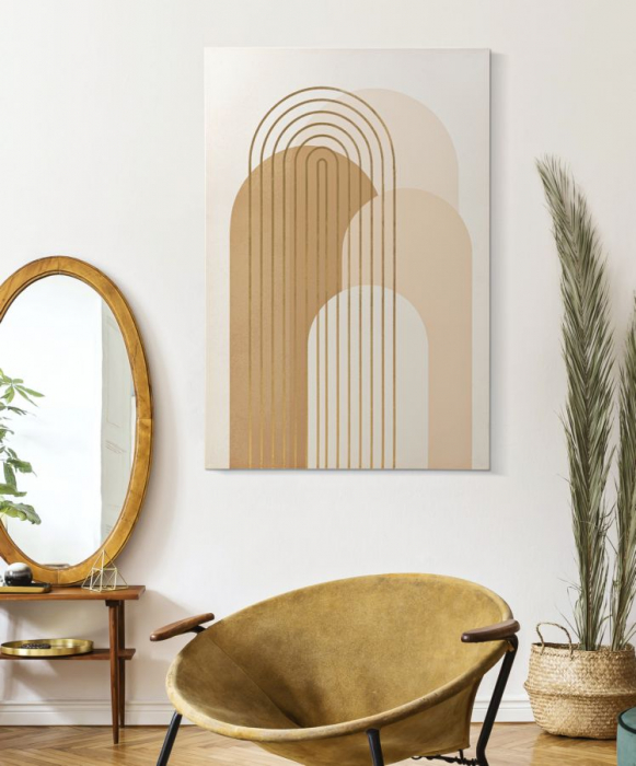 Tablou Canvas Abstract cu Accente de Auriu CreativDeco - Design Elegant pentru Birou [5]