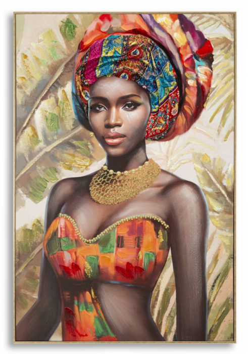 Tablou cu femeie africană și turban colorat - CreativDeco [1]