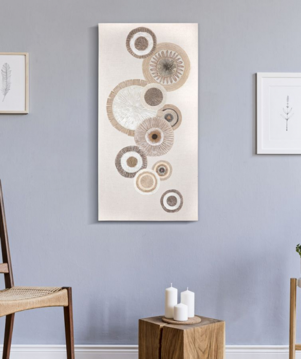 Tablou Circola cu insertii, panza, bej crem - CreativDeco.ro [2]