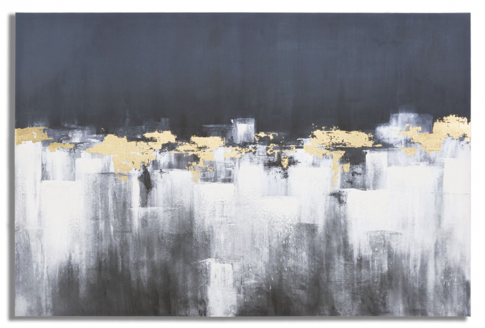 Tablou urban abstract cu accente aurii, artă murală 80x120 cm [1]