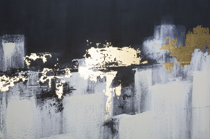 Tablou urban abstract cu accente aurii, artă murală 80x120 cm [2]