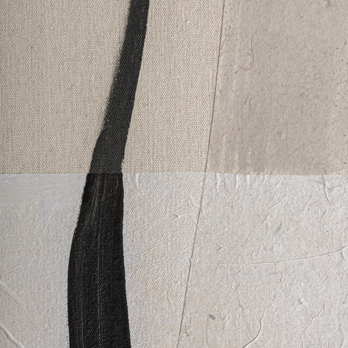 Tablou decorativ abstract vertical bej cu accente negre Kai [4]