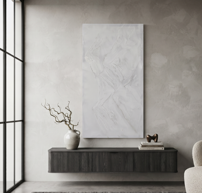 Tablou alb texturat montan minimalist 120x60 [2]