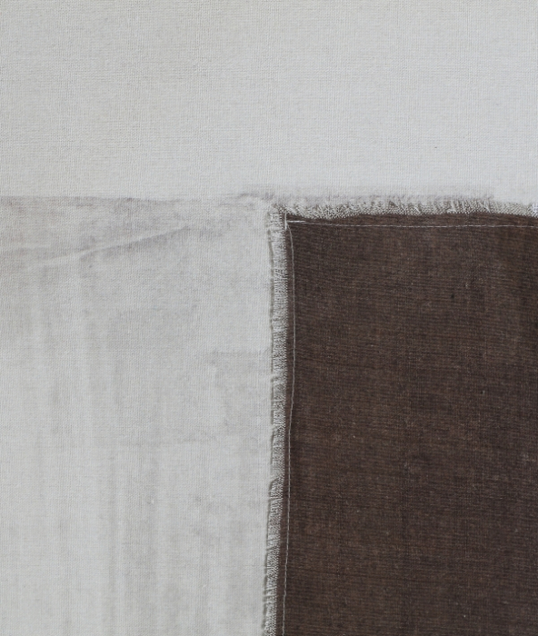 Tablou decorativ BRUMA pânză albă cu in și lemn [3]