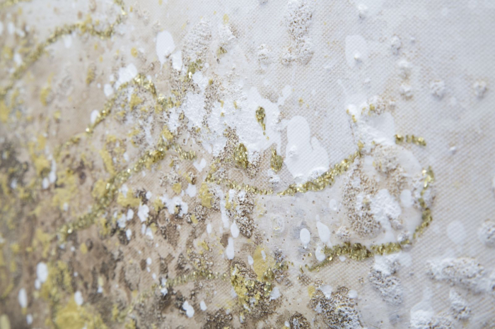 Tablou copac aurit 180x60 cm – artă decorativă glam în relief metalizat [5]