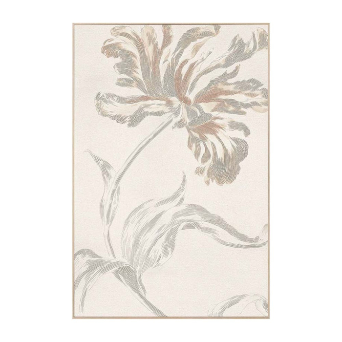 Tablou decorativ cu imprimeu floral crem și relief textil [2]