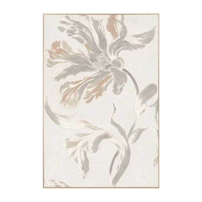 Tablou decorativ cu imprimeu floral crem și relief textil [3]