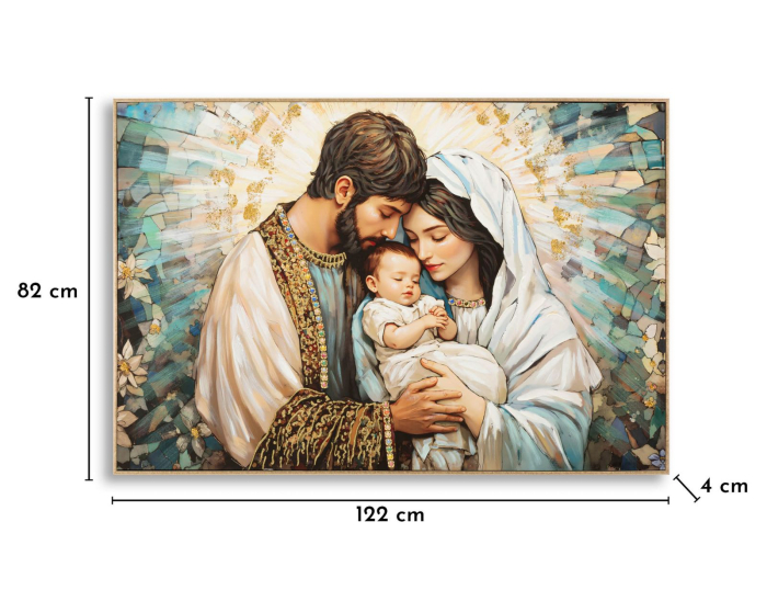 Tablou decorativ cu rama multicolor din lemn de brad si canvas Nativity [7]