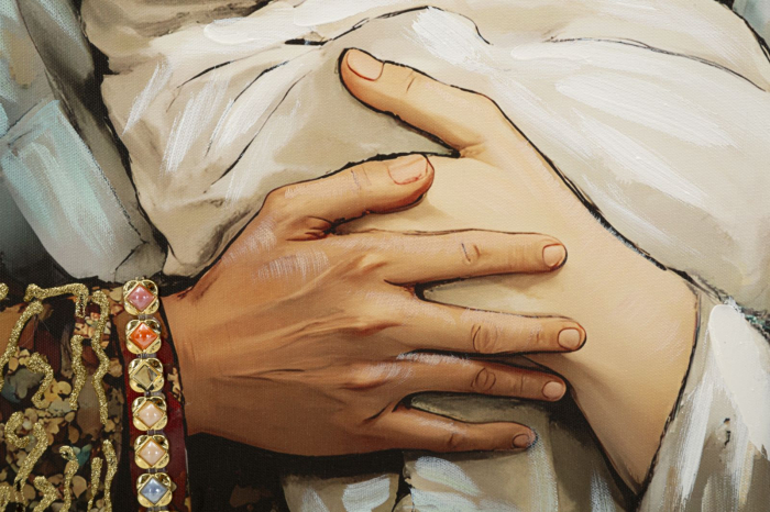 Tablou decorativ cu rama multicolor din lemn de brad si canvas Nativity [4]