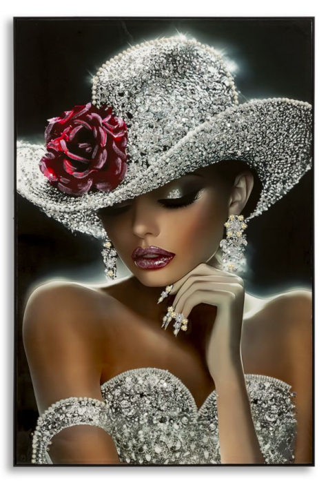 Tablou decorativ cu rama multicolor din lemn de brad si canvas Orleans model artistic [1]