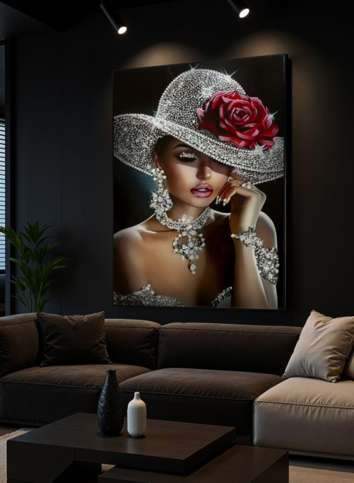 Tablou decorativ cu rama multicolor din lemn de brad si canvas Orleans [5]