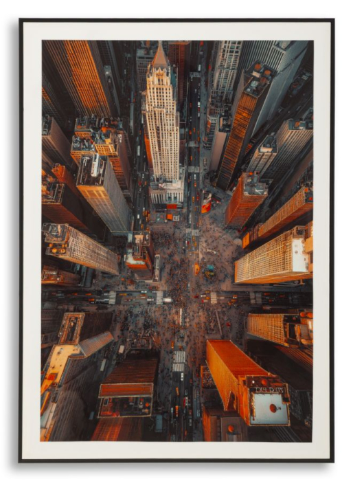 Tablou decorativ cu rama New York multicolor din lemn de brad si canvas [1]