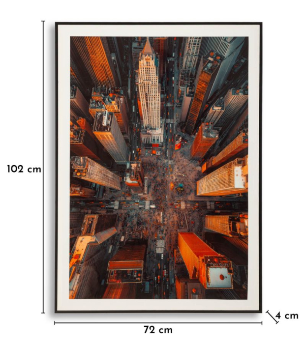Tablou decorativ cu rama New York multicolor din lemn de brad si canvas [7]