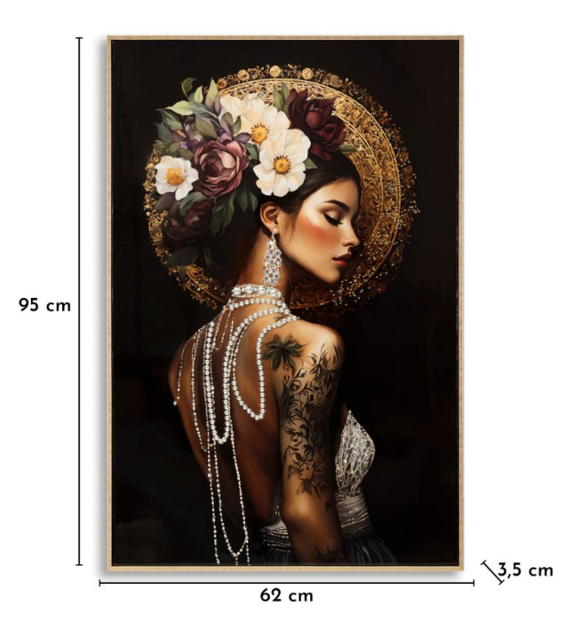 Tablou decorativ cu rama Persian multicolor din lemn de brad si canvas [7]