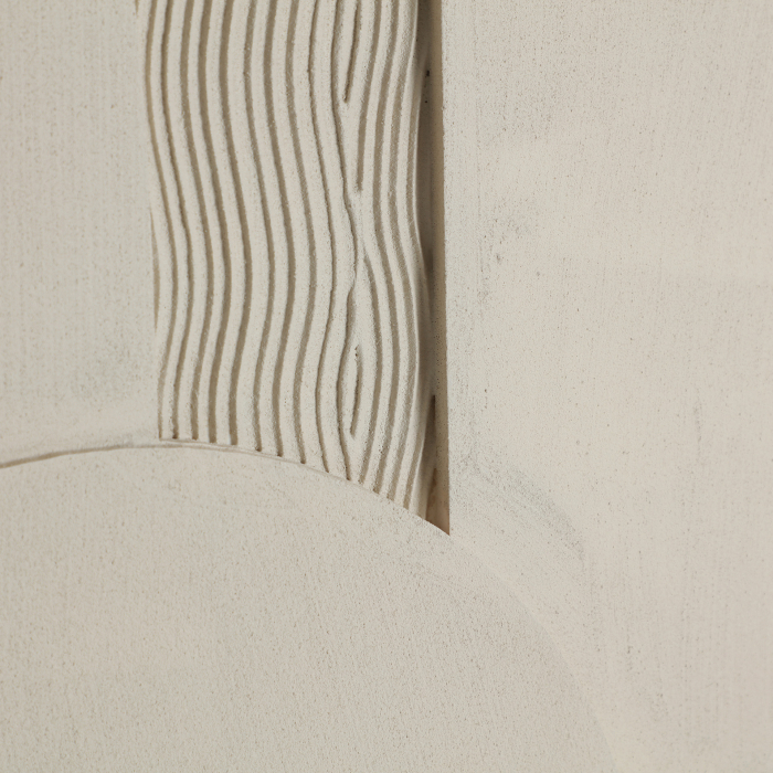 Tablou decorativ cu relief geometric sculptat, decupaj semicircular și bandă verticală striată [4]