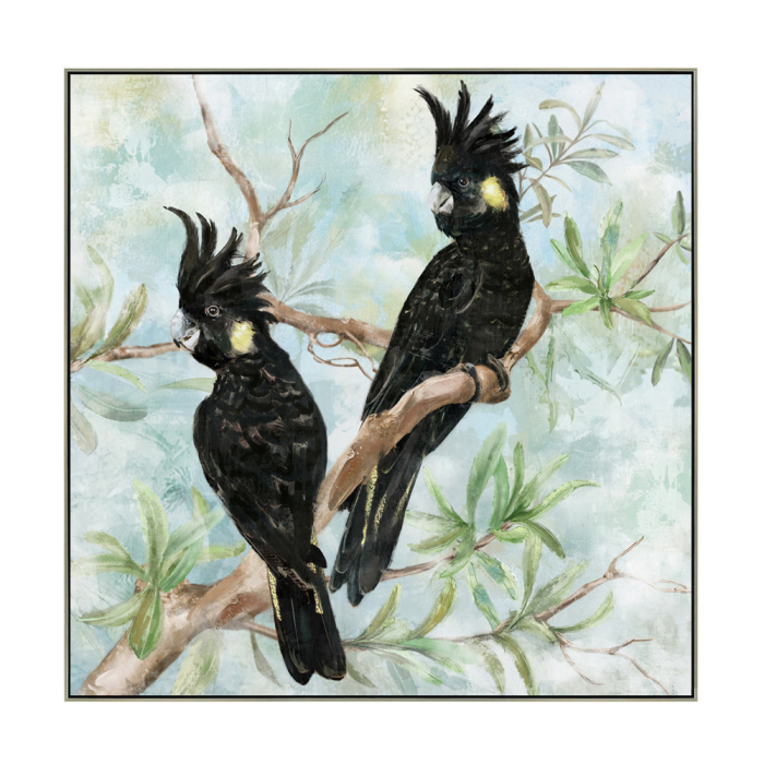 Tablou decorativ pătrat cu păsări exotice negre [1]