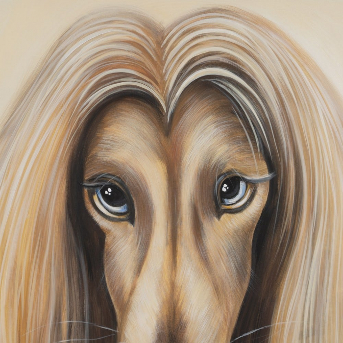 Tablou canvas pictat manual portret caine greyhound elegant 120x120 [2]