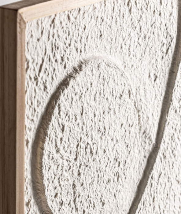 Tablou decorativ papier-mâché bej cu ramă lemn [2]