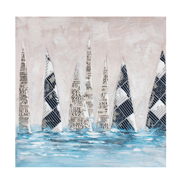 Tablou pictat manual pe panza cu tematica marina decor albastru [1]