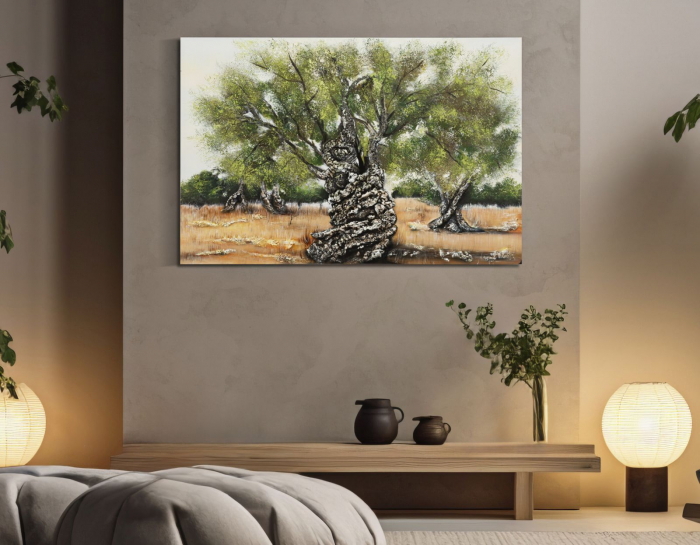 Tablou măslin mediteranean 120x80 cm – pictură naturală cu textură autentică [2]