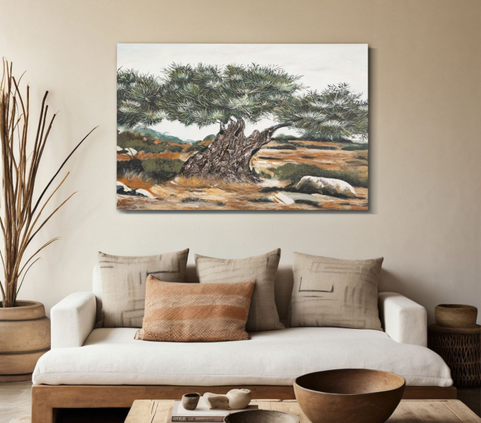 Tablou măslin rustic mediteranean 120x80 cm – artă decorativă cu mesaj de stabilitate și rădăcini [5]