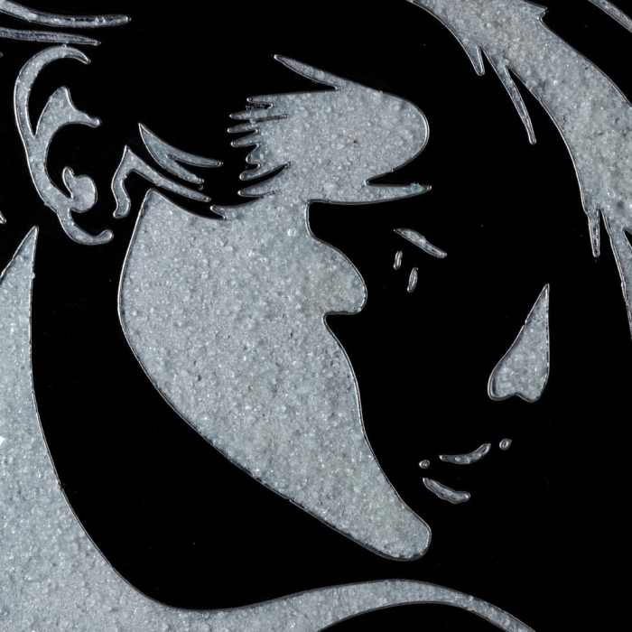 Tablou siluetă feminină glitter fundal negru canvas pătrat [2]