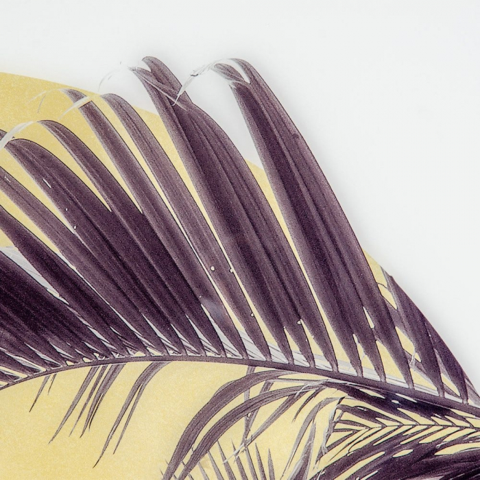 Tablou frunze palmier fundal galben – canvas pătrat tropical 100x100 cm [5]