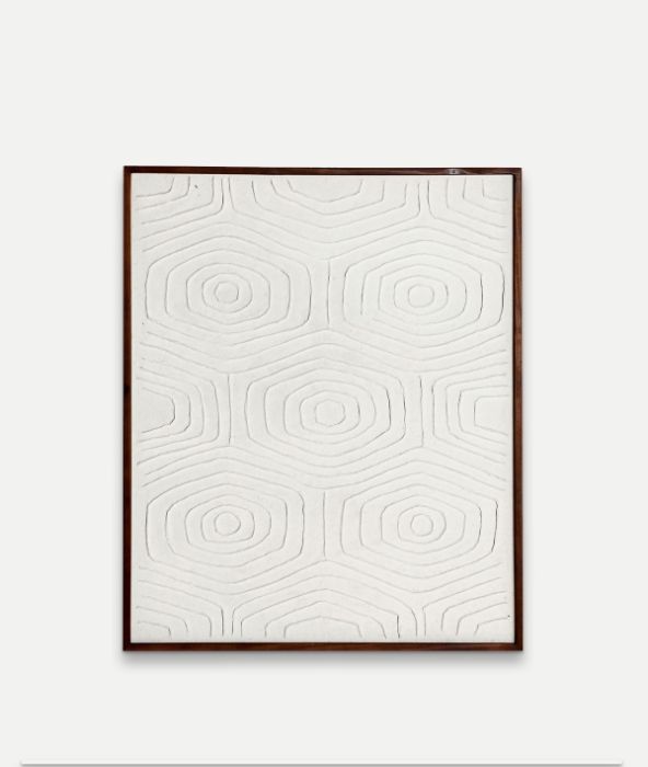 Tablou din panza alba cu model geometric in relief si rama din lemn Patrick [3]