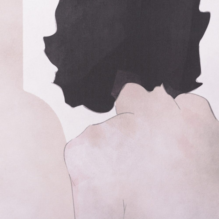 Tablou siluetă bej-albastru pe canvas – artă feminină modernă [3]