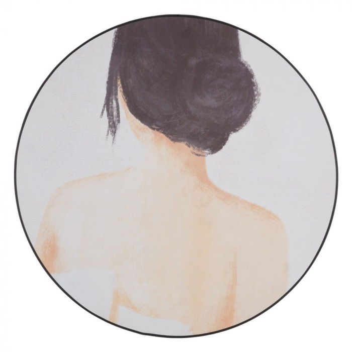 Tablou rotund siluetă feminină bej-negru – artă delicată modernă [1]