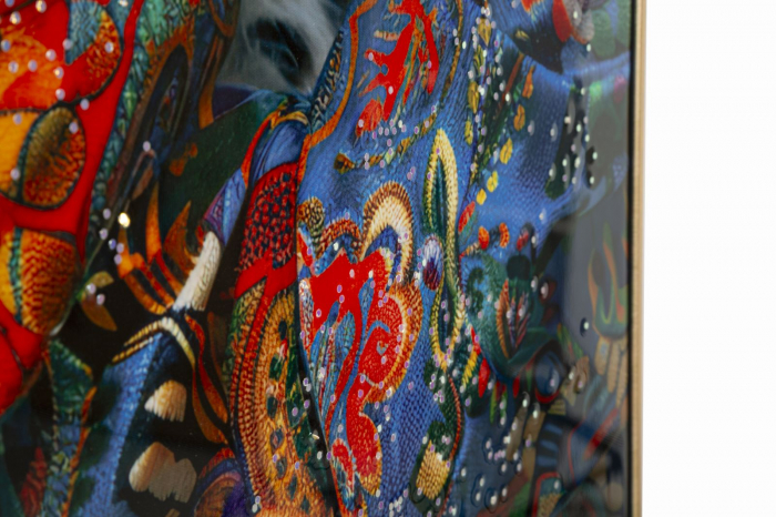 Tablou femeie și leopard alb 52x102 cm – simbol de protecție și forță în artă decorativă [6]