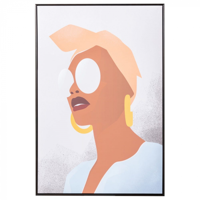 Tablou ilustrativ galben-portocaliu cu portret pop modern [1]