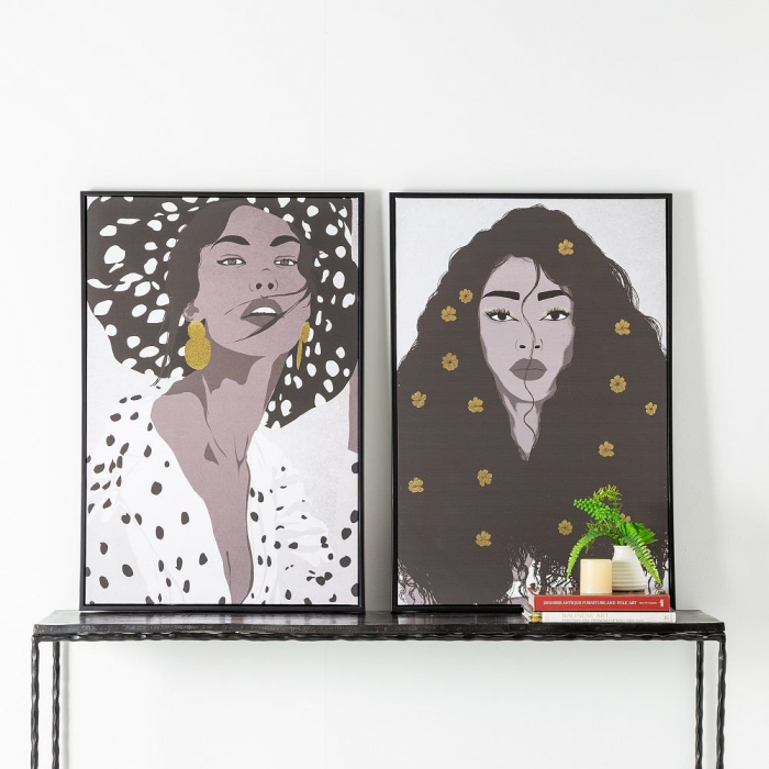 Tablou canvas portret ilustrativ galben-maro – artă grafică feminină [8]