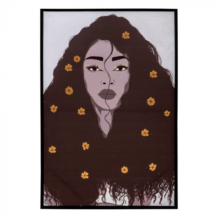 Tablou canvas portret ilustrativ galben-maro – artă grafică feminină [1]