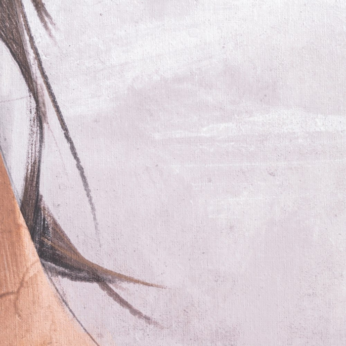 Tablou pictat manual siluetă portocaliu-bej – artă expresivă contemporană [5]