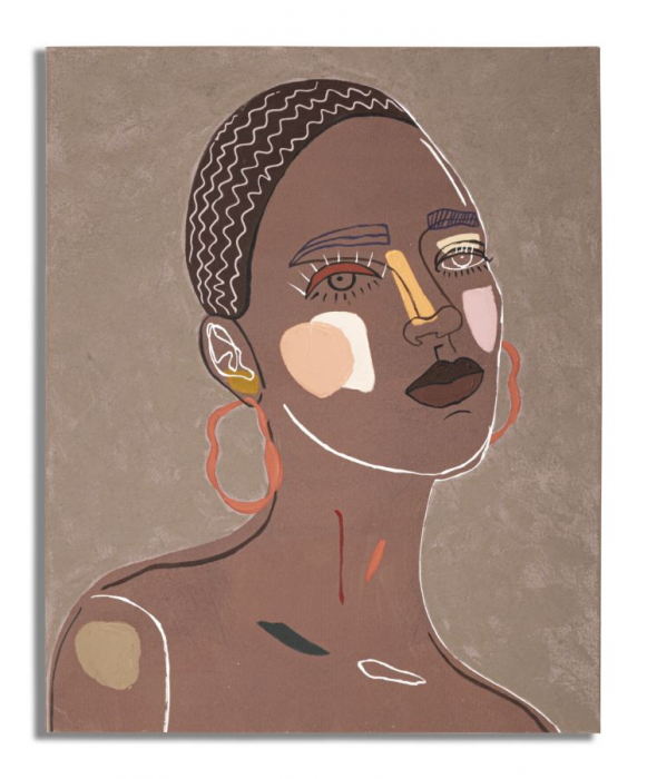 Tablou femeie Tribal, pictura pe panza, maro/bej [1]