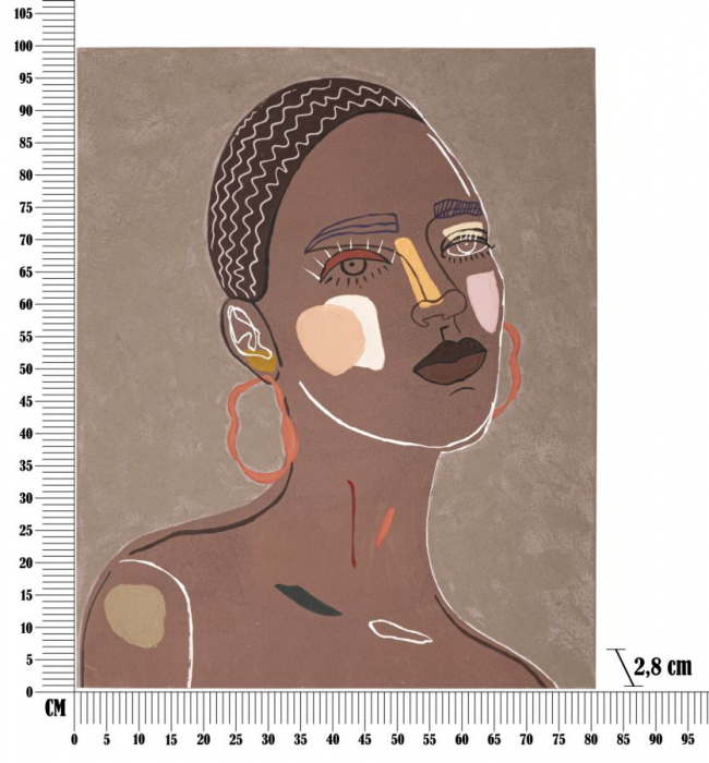 Tablou femeie Tribal, pictura pe panza, maro/bej [7]