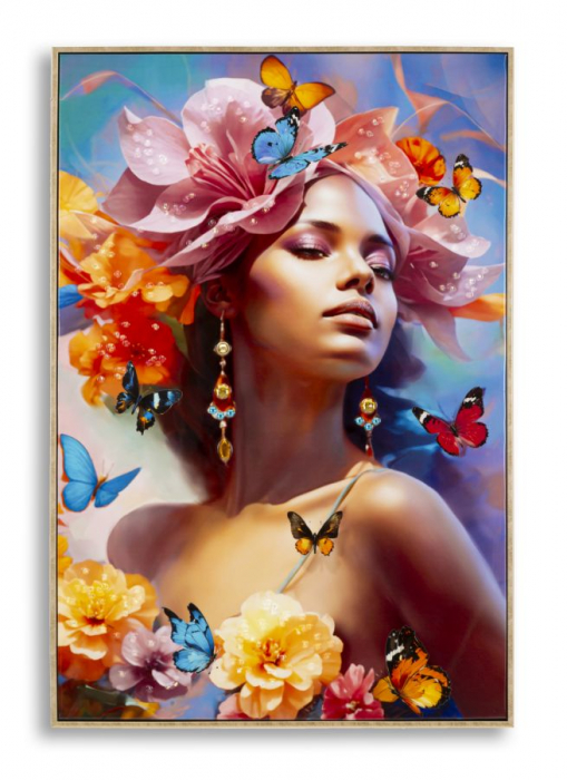 Tablou floral tropical 62x92 cm – artă expresivă cu influențe boho și culoare intensă [1]