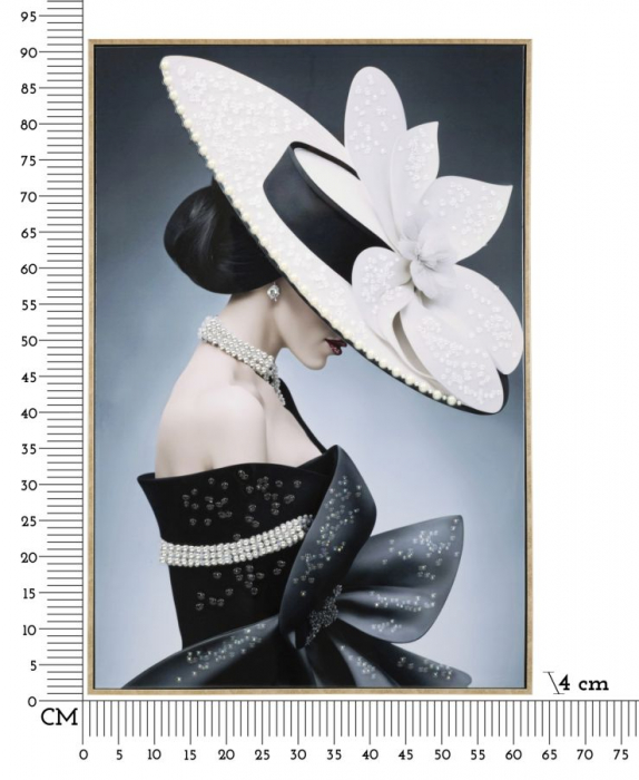Tablou siluetă feminină monocrom 62x92 cm – artă fashion în stil haute couture [7]