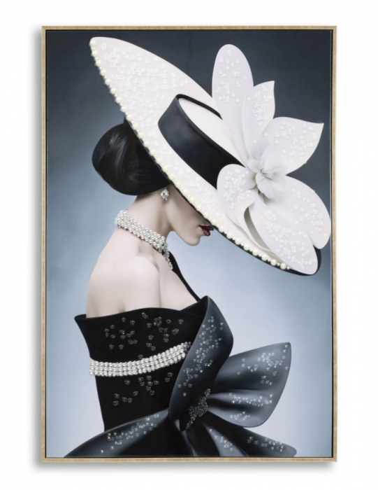 Tablou siluetă feminină monocrom 62x92 cm – artă fashion în stil haute couture [1]
