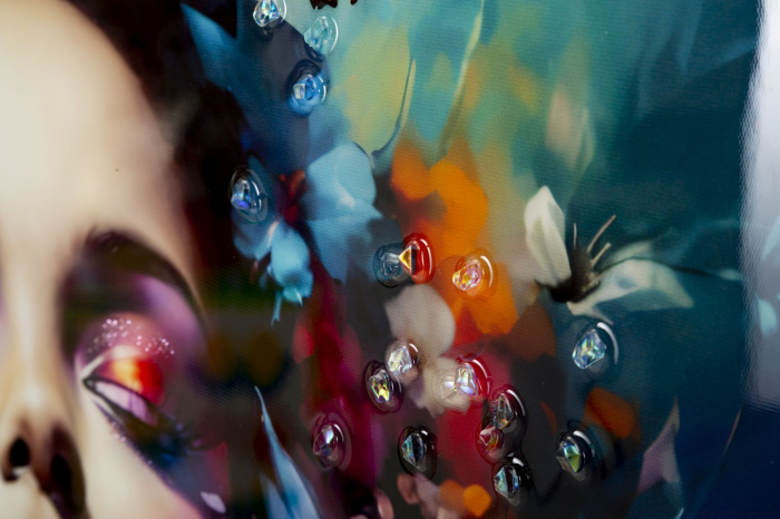 Tablou portret floral fluturi 62x92 cm – artă expresivă cu cromatică intensă [4]