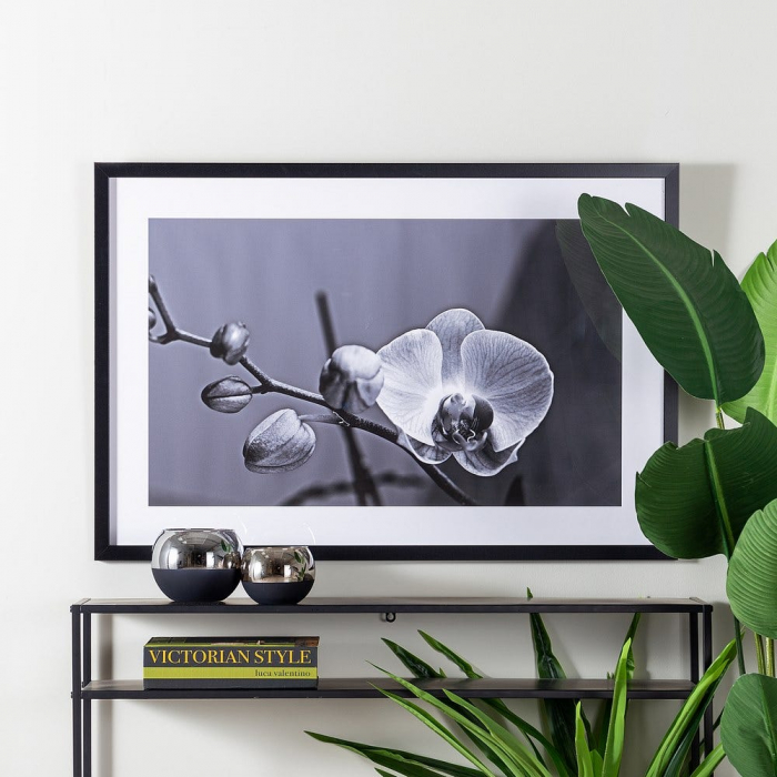 Tablou floral alb-negru cu orhidee – format orizontal 65x95 cm [6]