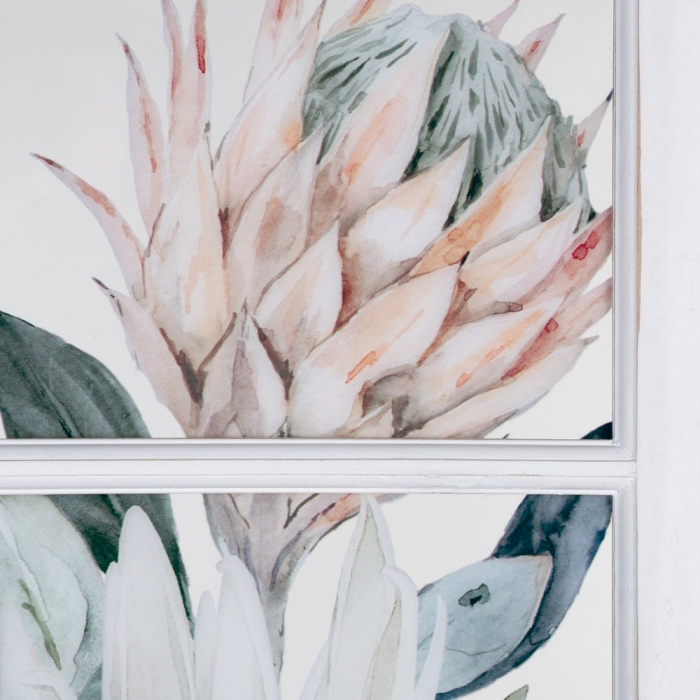 Tablou floral pastel pe PVC transparent – ramă albă rustică 32x64 cm [2]