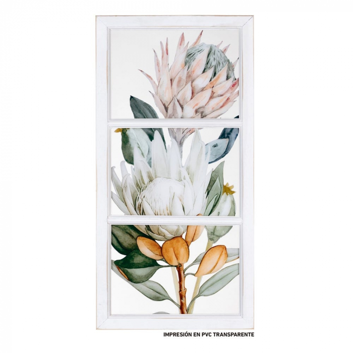 Tablou floral pastel pe PVC transparent – ramă albă rustică 32x64 cm [1]